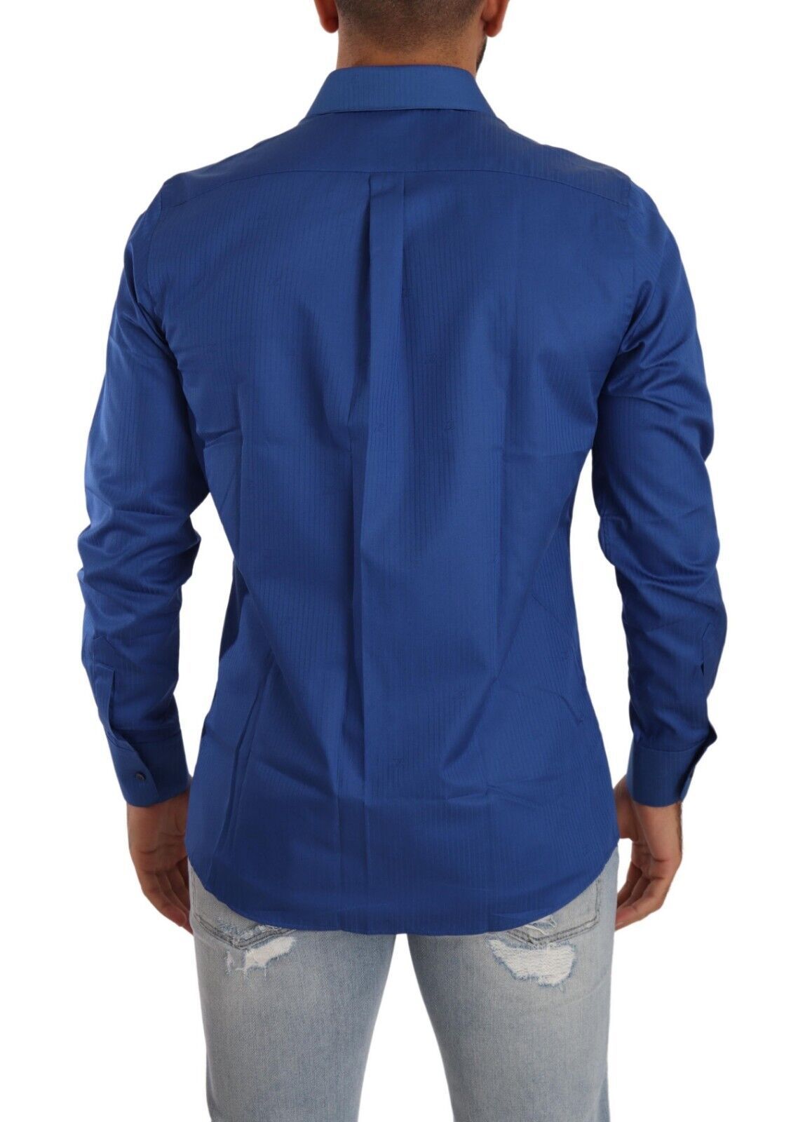 Elegant Blue Martini Slim Fit Cotton Shirt