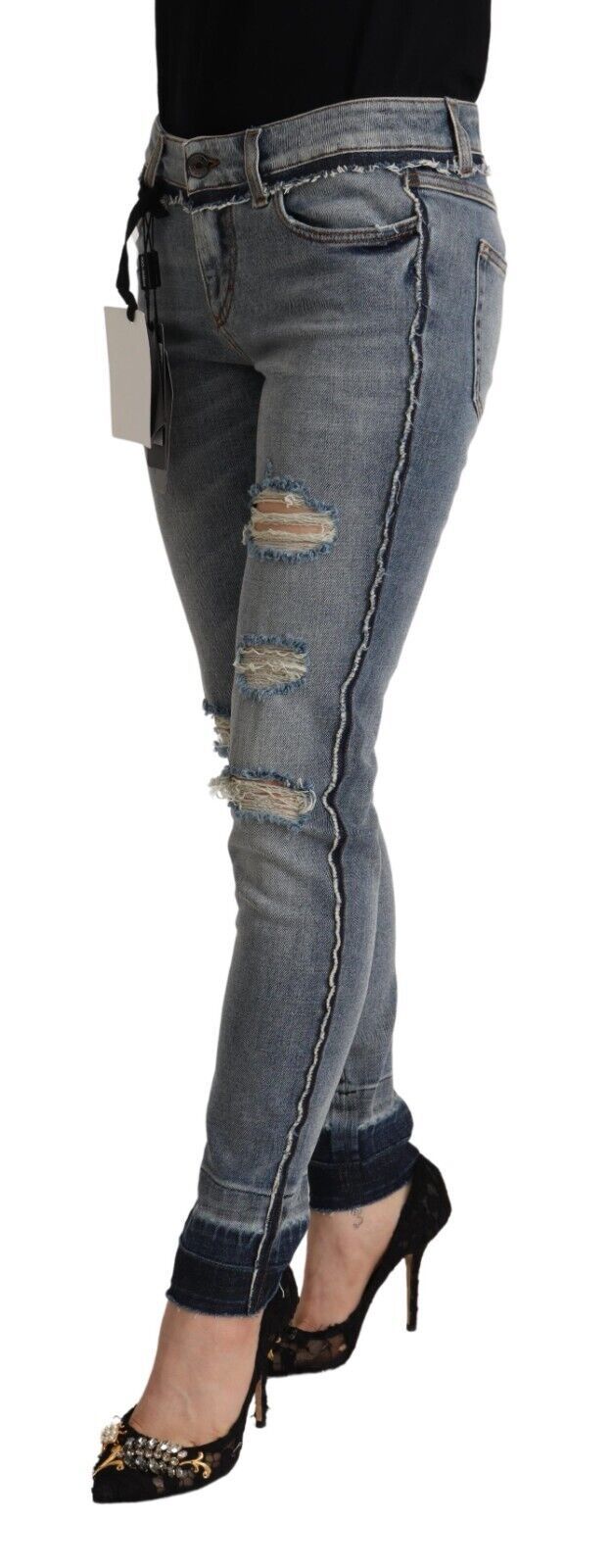 Elegant Slim Fit Distressed Denim Jeans