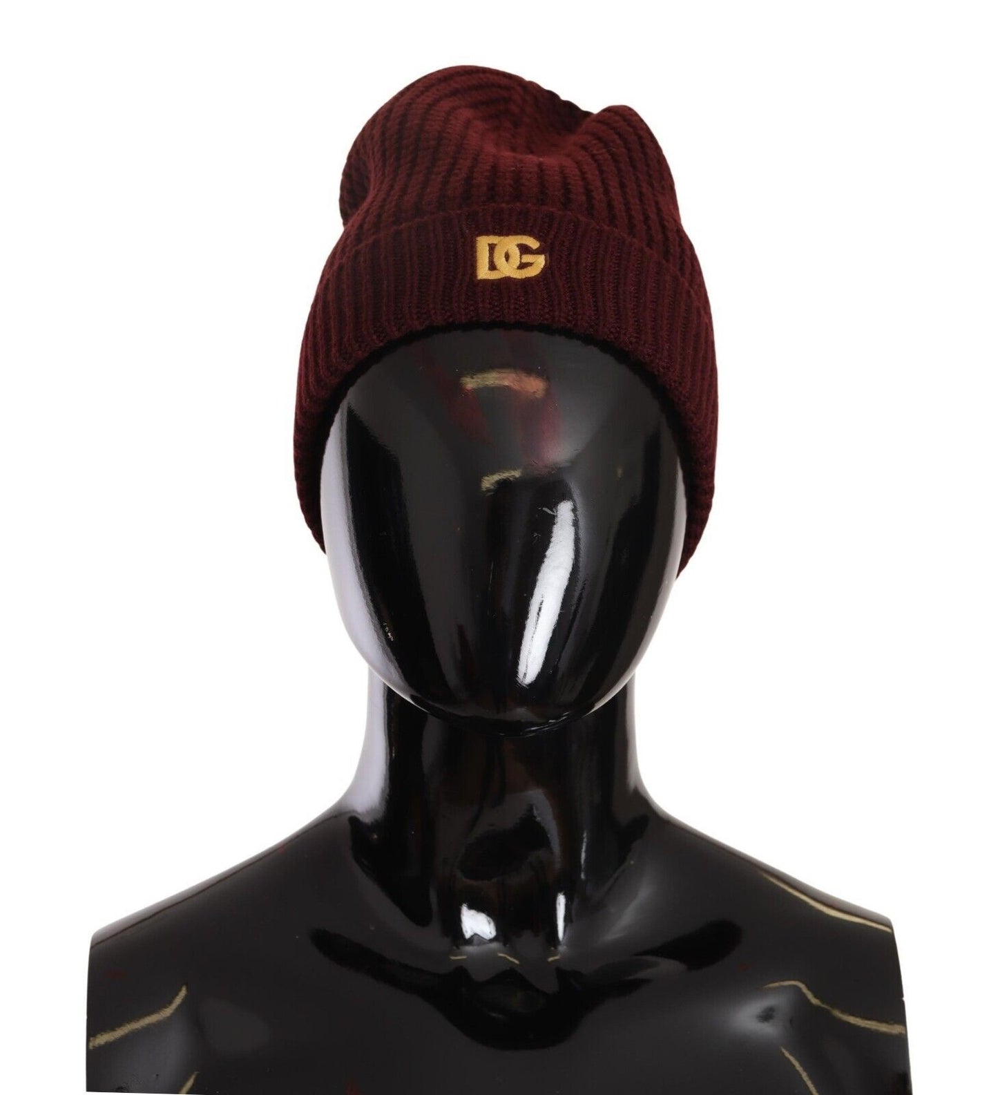 Elegant Cashmere Knit Beanie in Dark Red