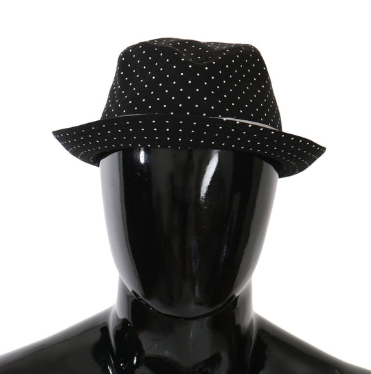 Elegant Black & White Dotted Fedora Hat