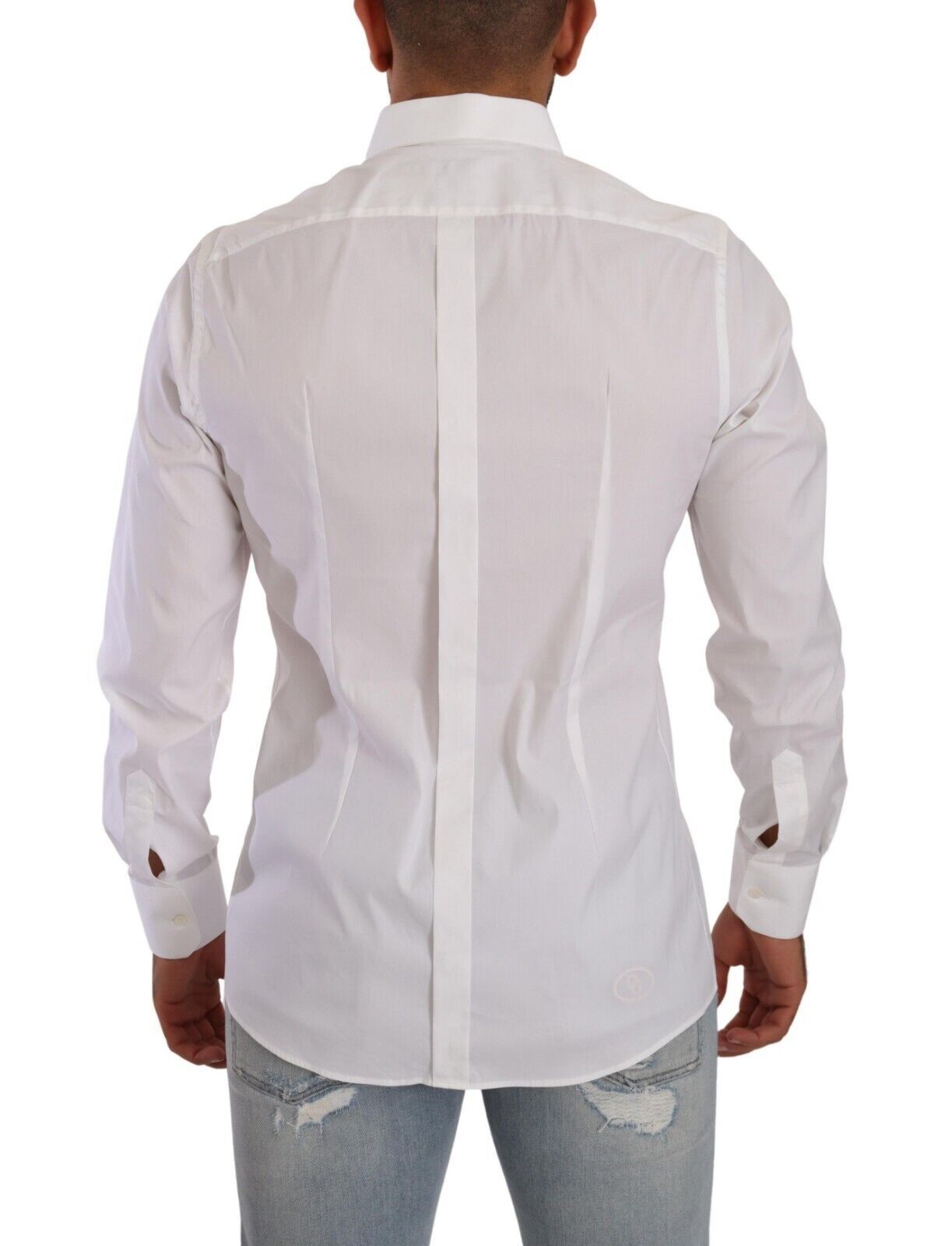 White GOLD Cotton Blend Dress Men Formal Shirt