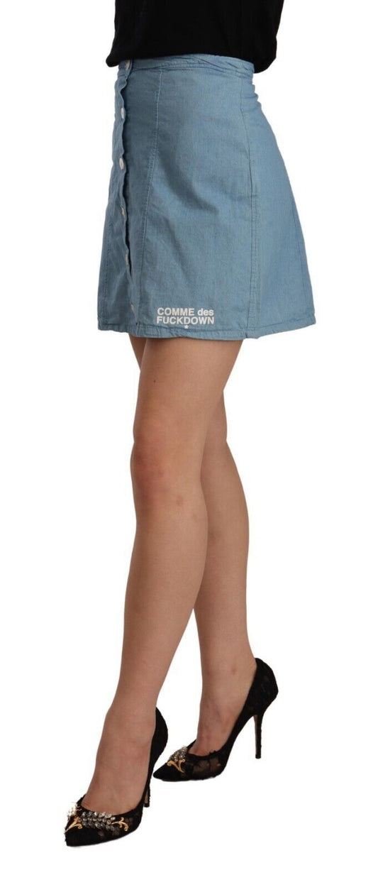 Chic High Waist Blue A-Line Mini Skirt