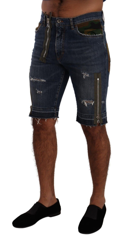 Elegant Dark Blue Denim Shorts for Men