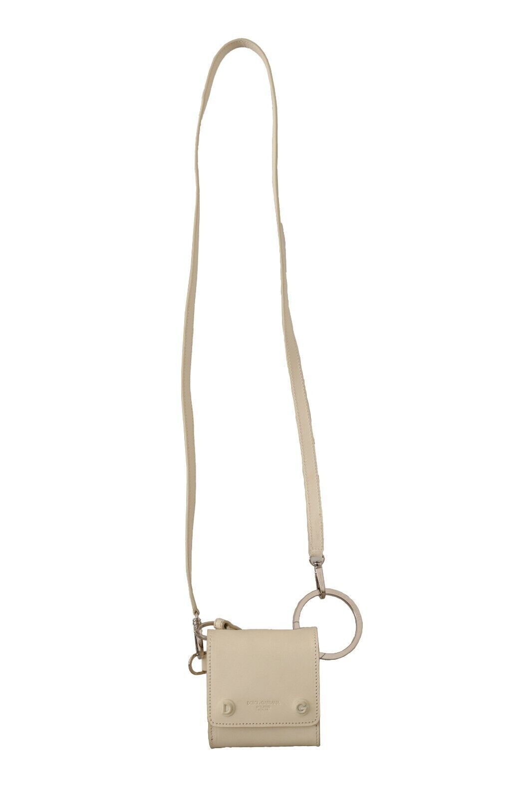 Elegant White Leather Coin Purse with Chain Strap