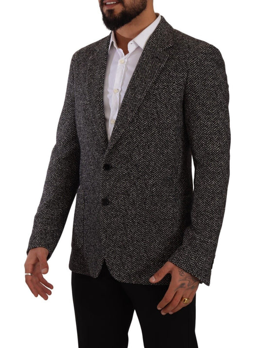 Elegant Slim Fit Gray Wool Blazer