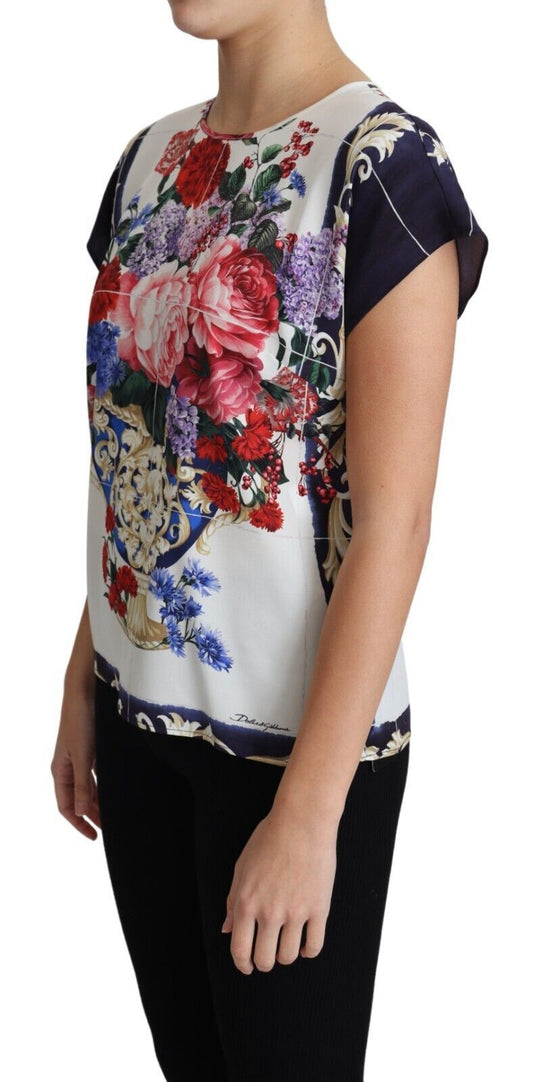 Elegant Silk Blend Floral Print Blouse