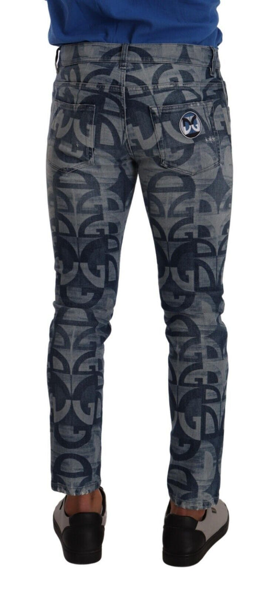 Slim Fit Logo Printed Denim Jeans