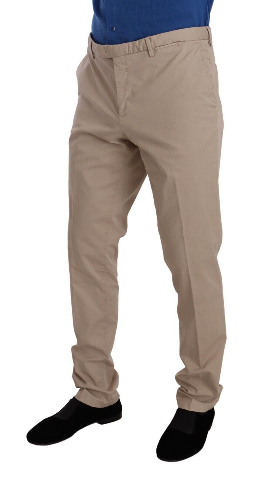 Elegant Beige Cotton Blend Dress Pants