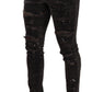 Chic Gray Distressed Slim Fit Denim