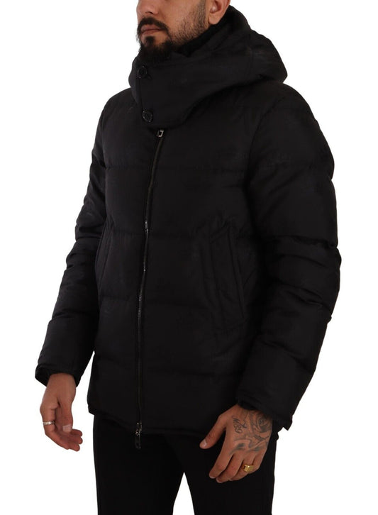 Elegant Black Parka Hooded Jacket