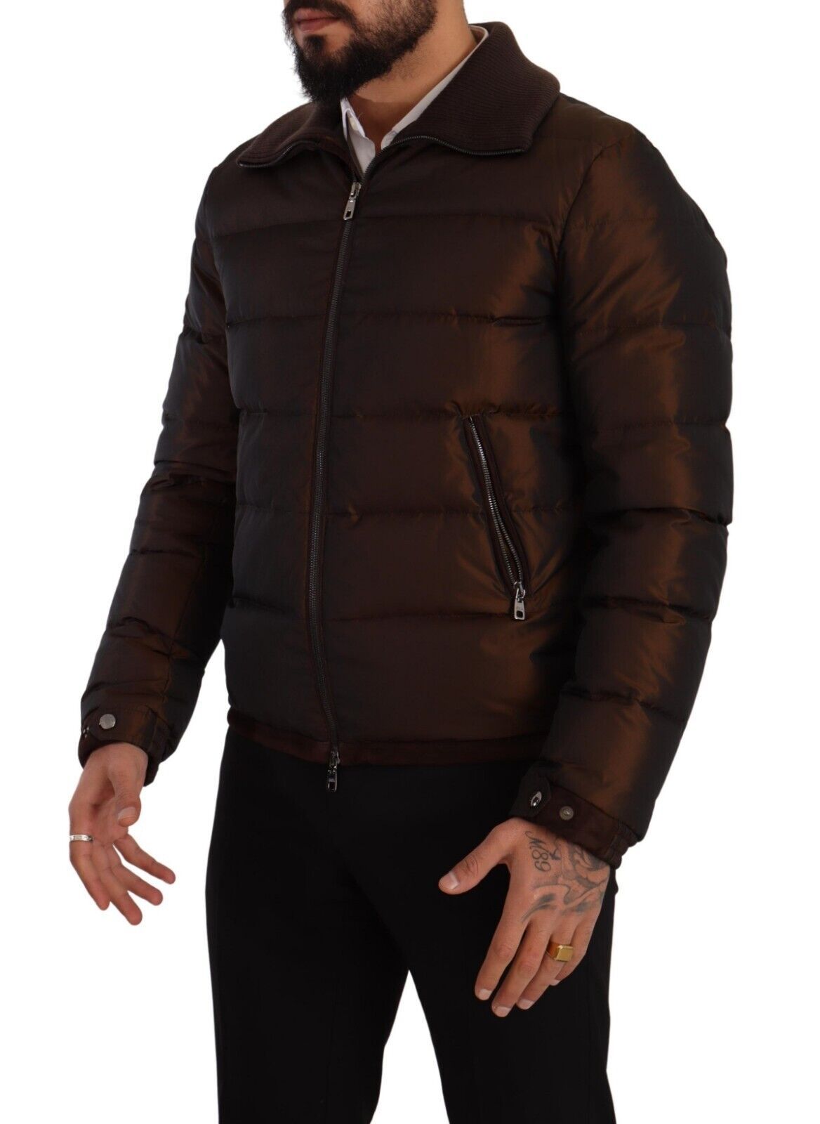 Elegant Brown Quilted Puffer Jacket