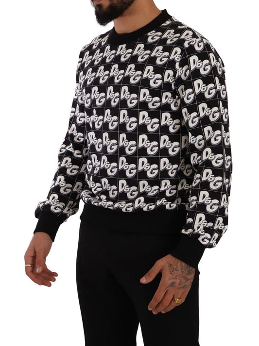 Black White Cotton DG Mania Logo Pullover Sweater