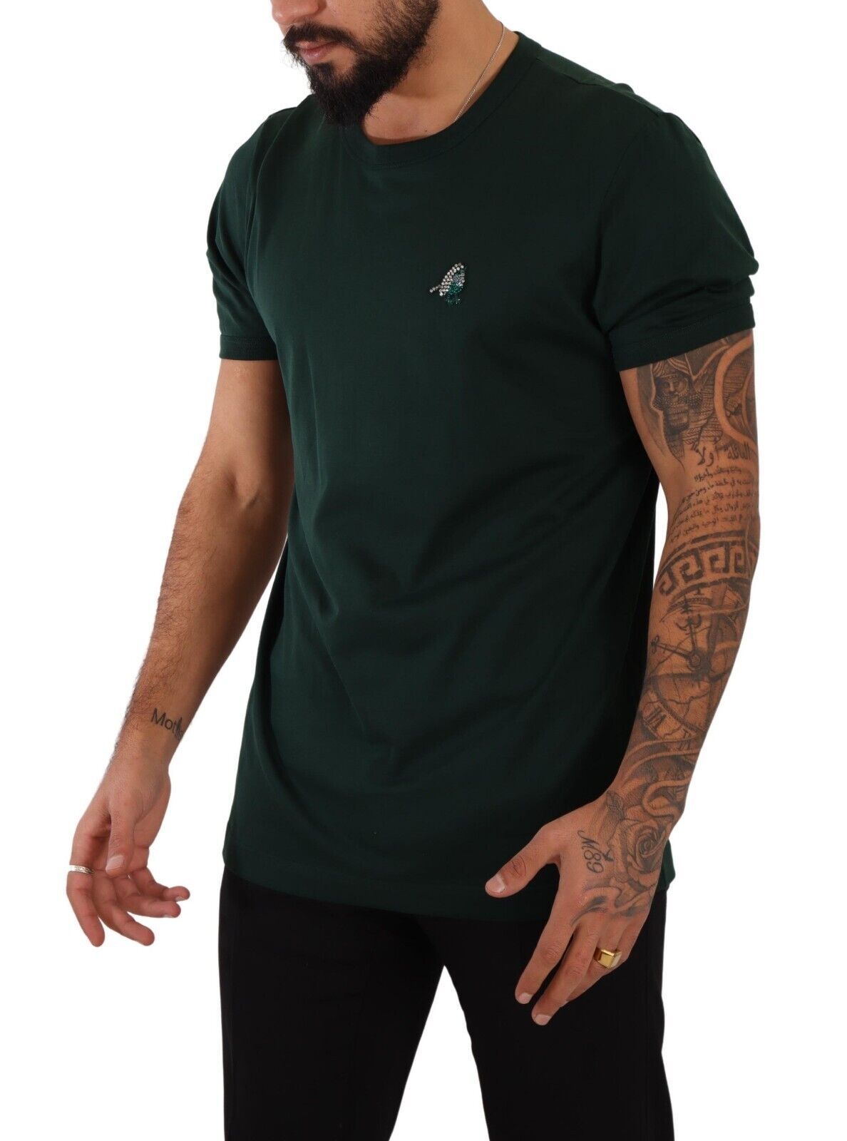 Elegant Dark Green Crew Neck Tee