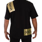 Elegant Black Cotton Tee with Gold Logo