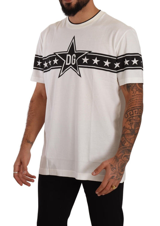 Stellar White Crew Neck Tee with Logo Detail