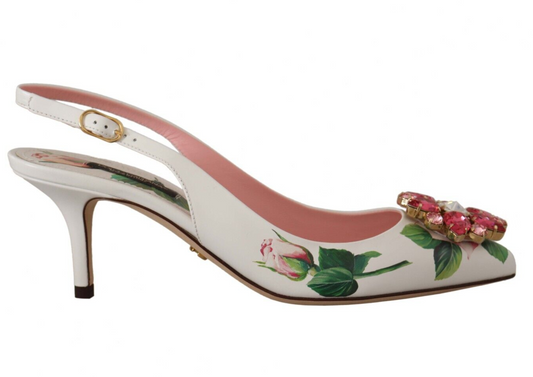 Ethereal Floral Embellished Slingback Heels