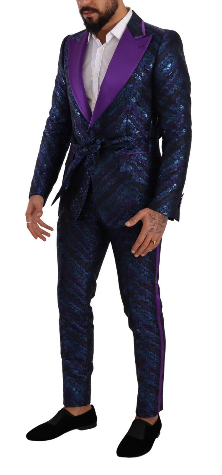 Metallic Blue Slim Fit Designer Suit