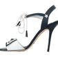 Striped Elegance Leather Heel Sandals