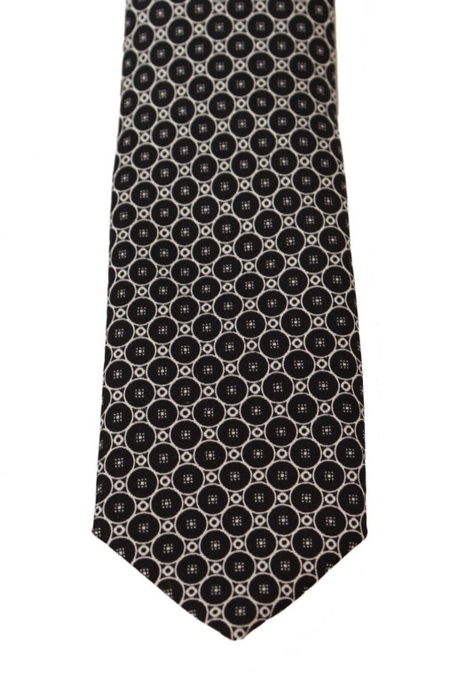 Elegant Patterned Black Silk Tie