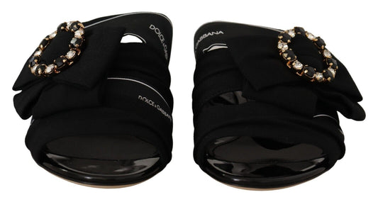 Elegant Black Crystal-Embellished Slides