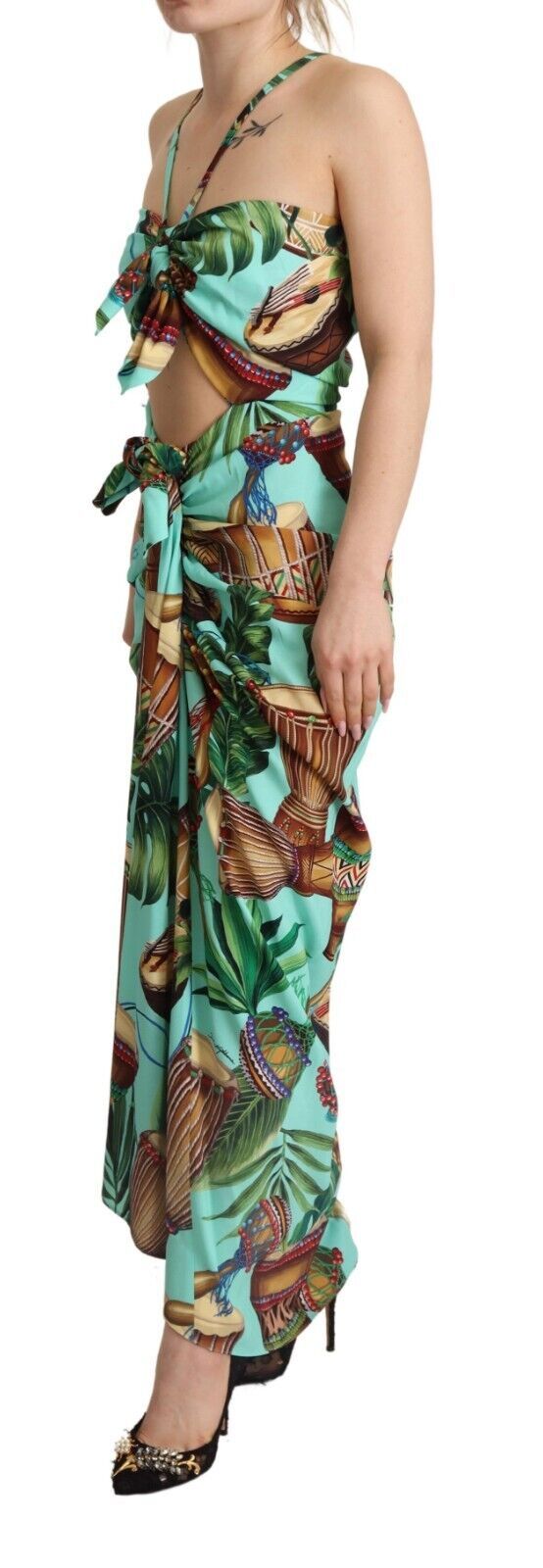 Silk Drum Print Maxi Wrap Elegance