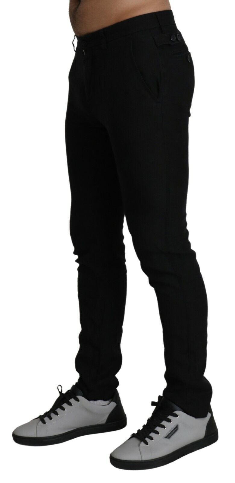 Elegant Black Linen Skinny Trousers