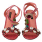 Elegant Pink Crystal Ankle Strap Heels