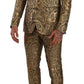 Elegant Brocade Three-Piece Slim Fit Suit