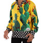 Multicolor Silk Oversize Cactus Print Shirt