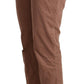 Brown Cotton Tapered Cropped Pants