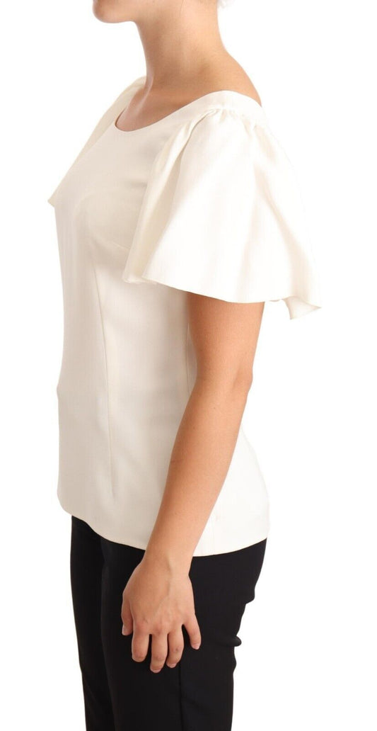 Elegant White Boat Neck Blouse