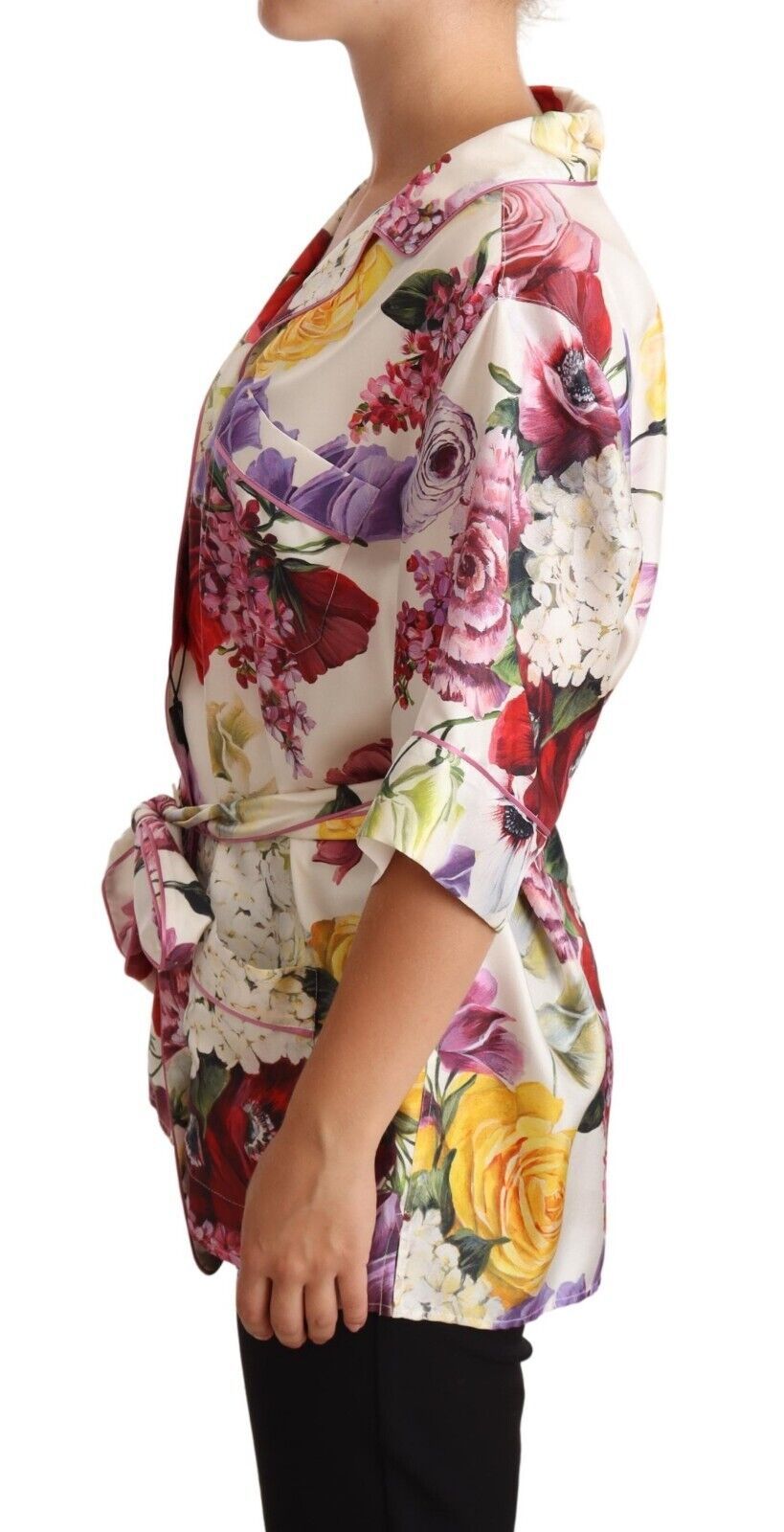 Elegant Silk Floral Pajama-Style Blouse