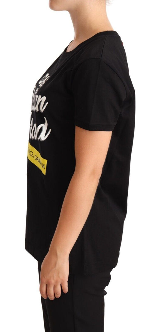 Elegant Black Logo Cotton Tee