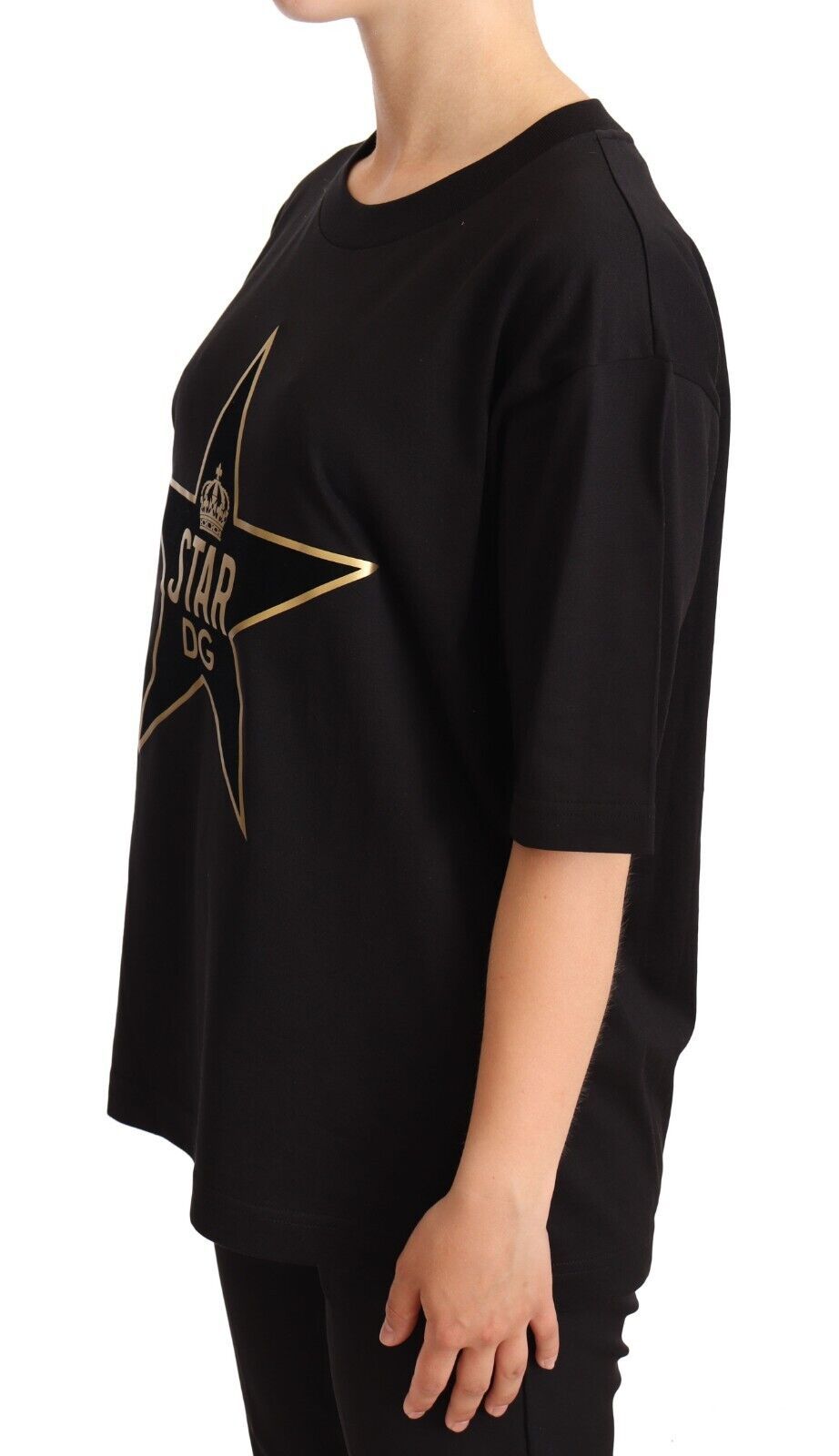 Glamorous Black Gold Motif Cotton Tee