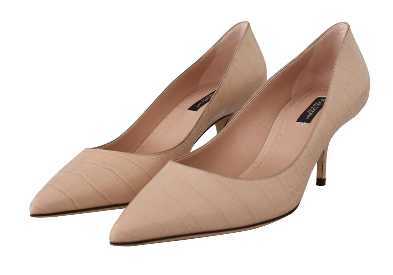 Elegant Nude Mid-Heel Leather Pumps