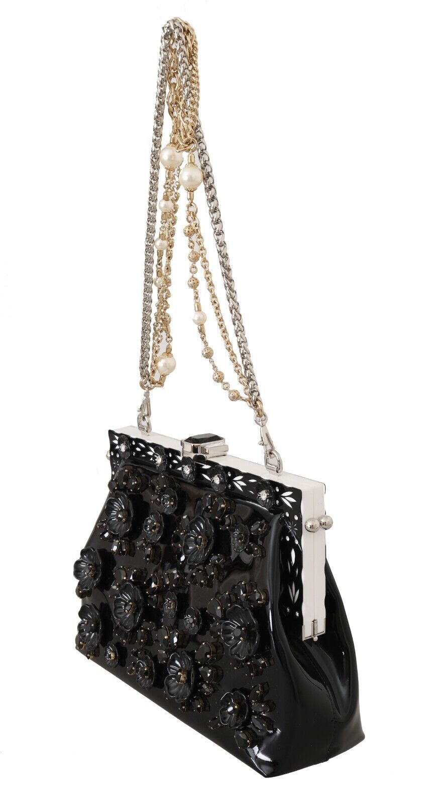 Elegant Evening Clutch With Crystals and Chain