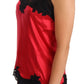 Silk Blend Lace-Trim Camisole in Red & Black
