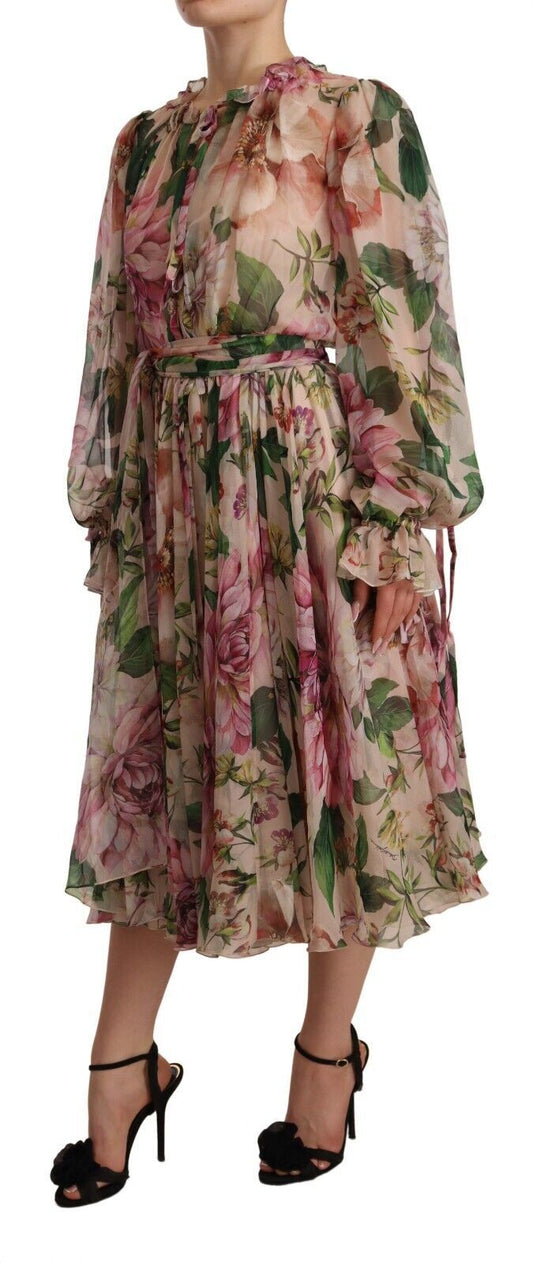 Elegant Silk Floral Maxi Dress