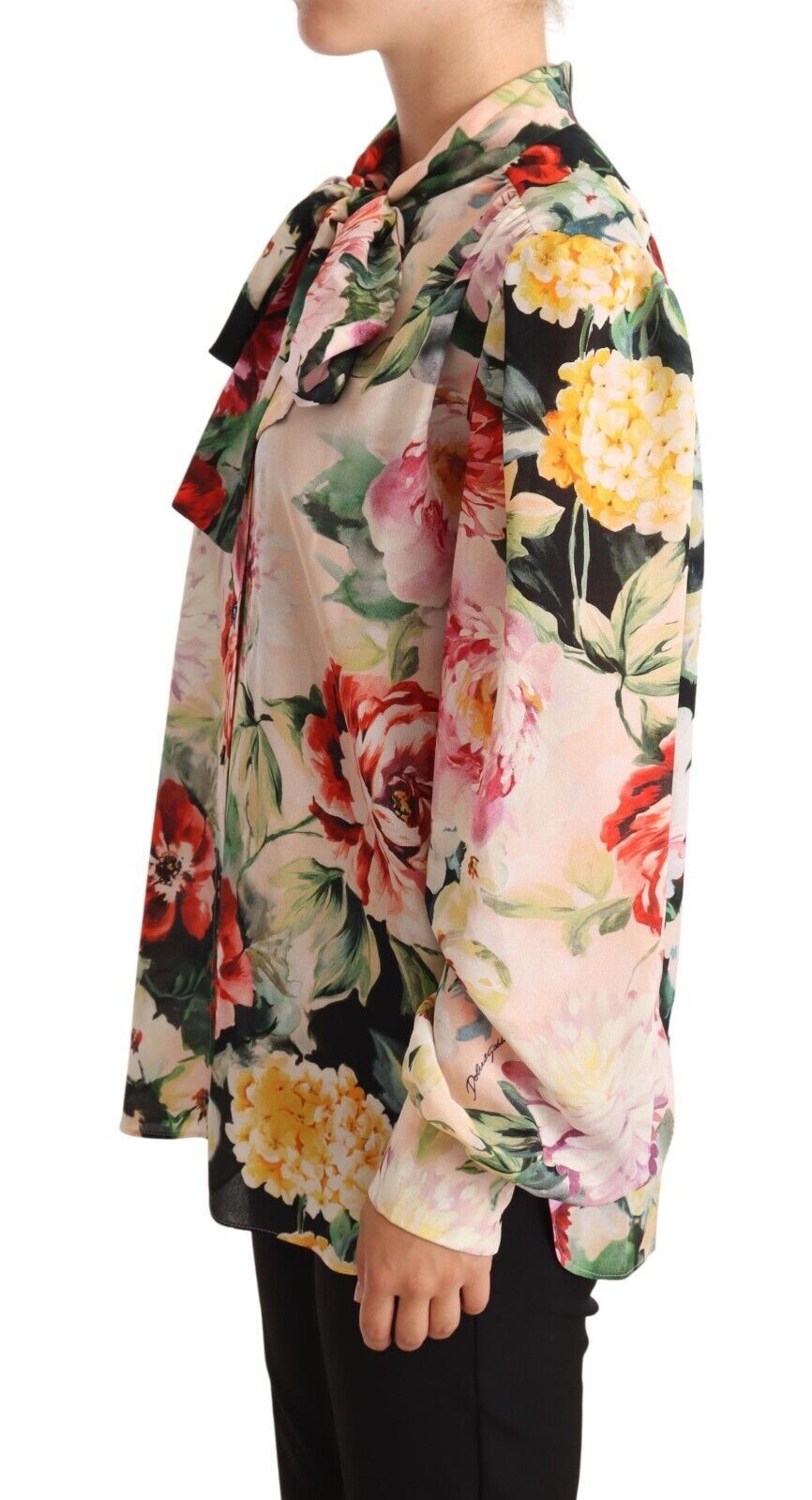 Elegant Floral Silk Ascot Blouse