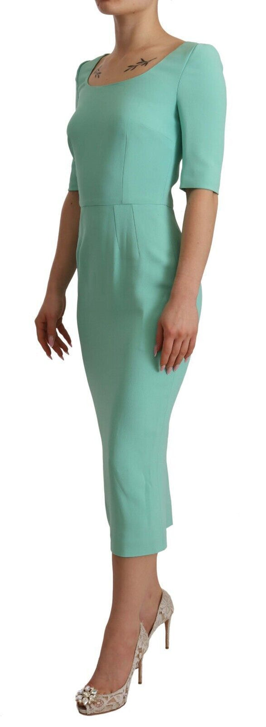 Mint Green Sheath Dress with Square Neck