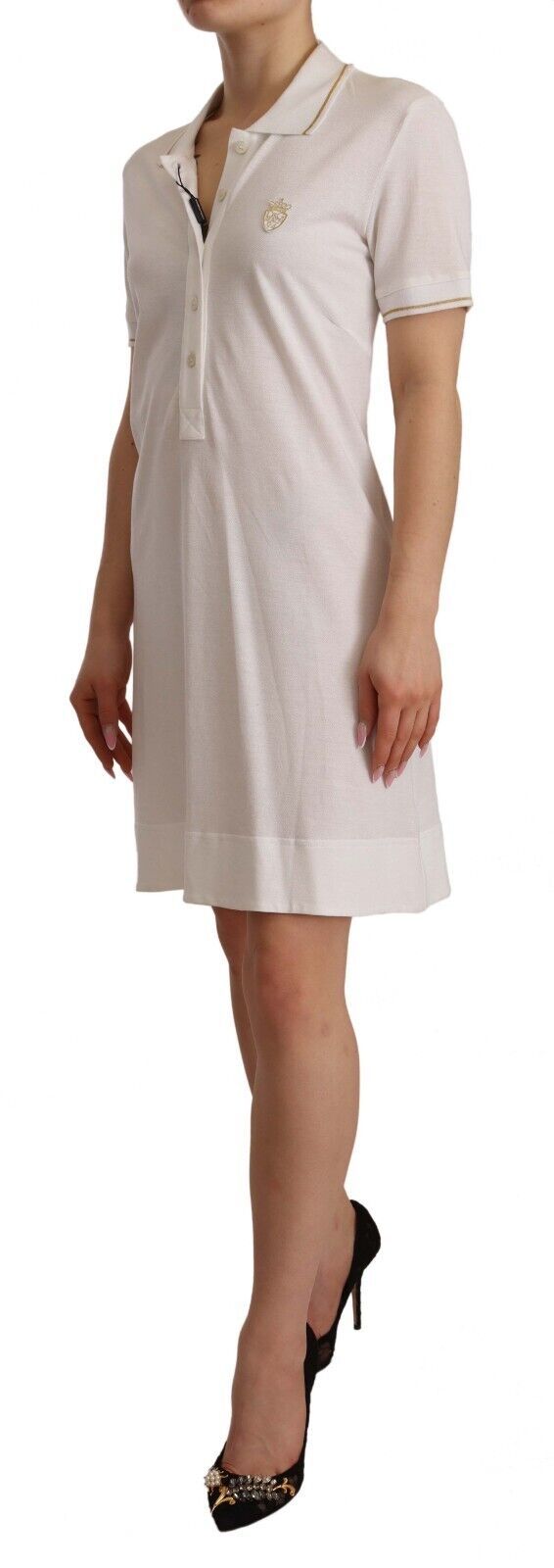 Elegant White Cotton Shirt Dress