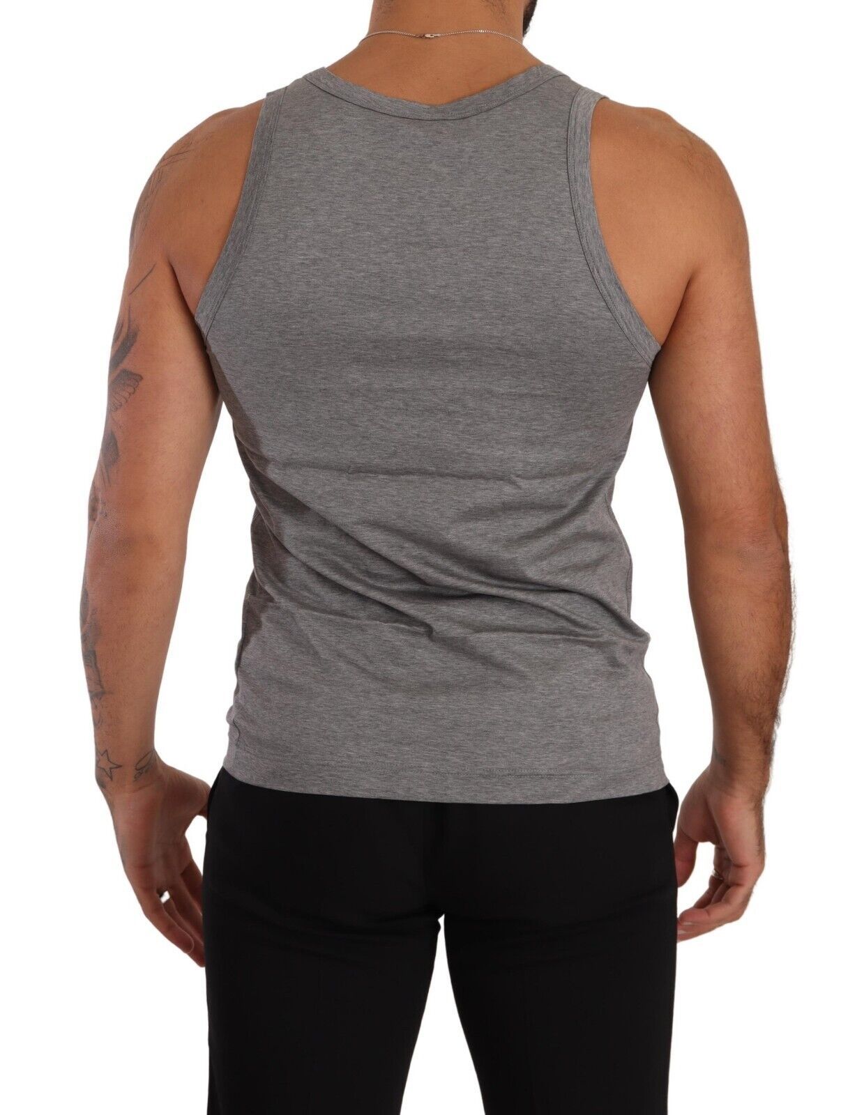 Elegant Melange Grey Tank Top T-Shirt