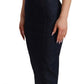Dark Blue Cotton Denim Sheath Midi Dress