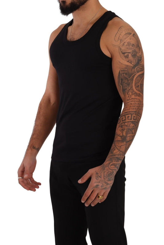 Elegant Black Cotton Tank Top