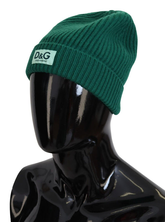 Elegant Virgin Wool Green Beanie