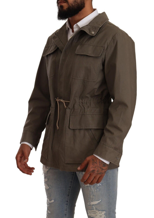 Stunning Grey Wool Windbreaker Jacket