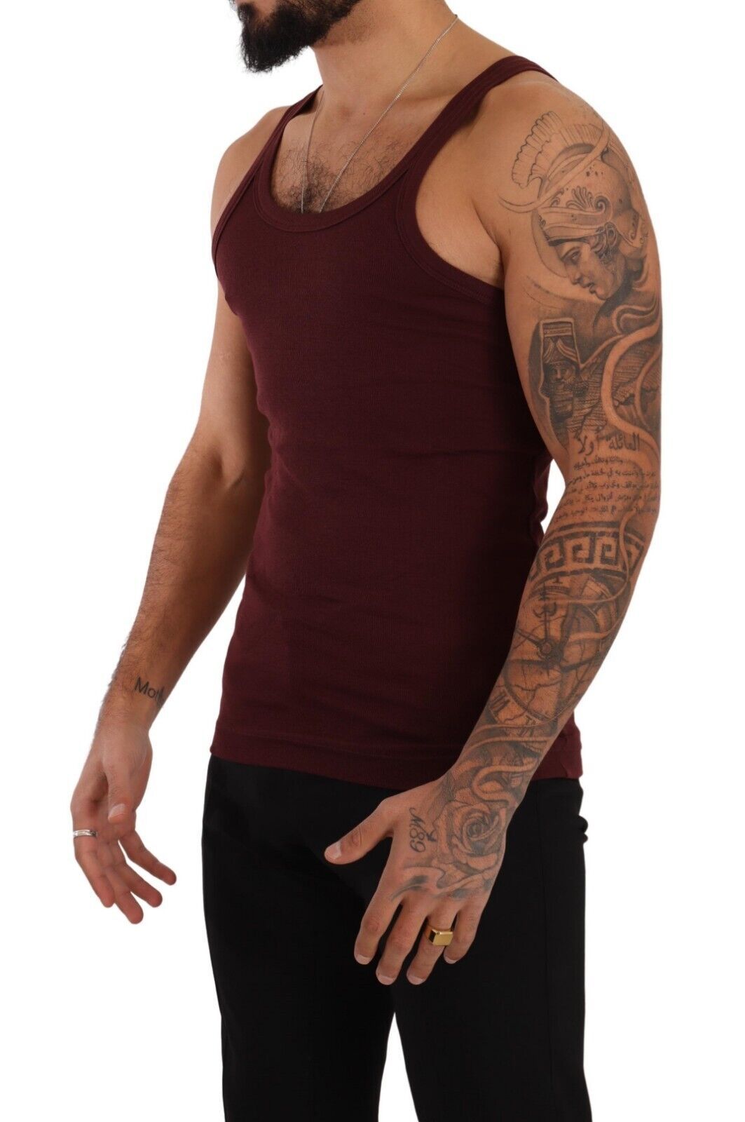 Maroon Cotton Blend Tank Top