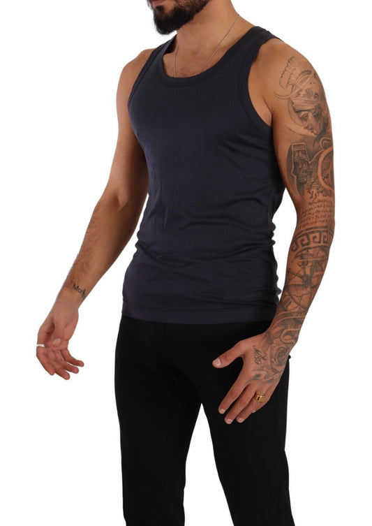 Navy Blue Modal Silk Tank Top Tee