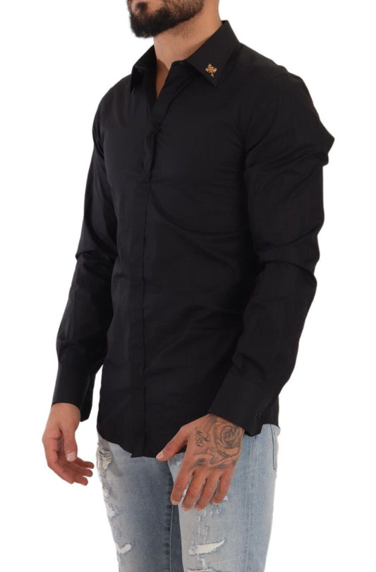 Opulent Slim Fit Black Cotton Shirt