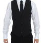 Black Striped Stretch Dress Vest Gilet